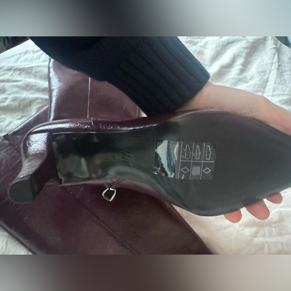 H&M Burgundy Knee-High Pointed Toe Heeled Boots β Slim Mid Heel β 37 β BNWt - Picture 12 of 13